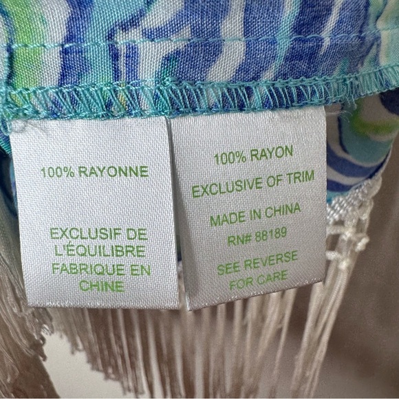 Lilly Pulitzer Sonya Sleeveless Fringe Top Oh Shucks Sparkling Blue Sz 2 - Picture 6 of 8